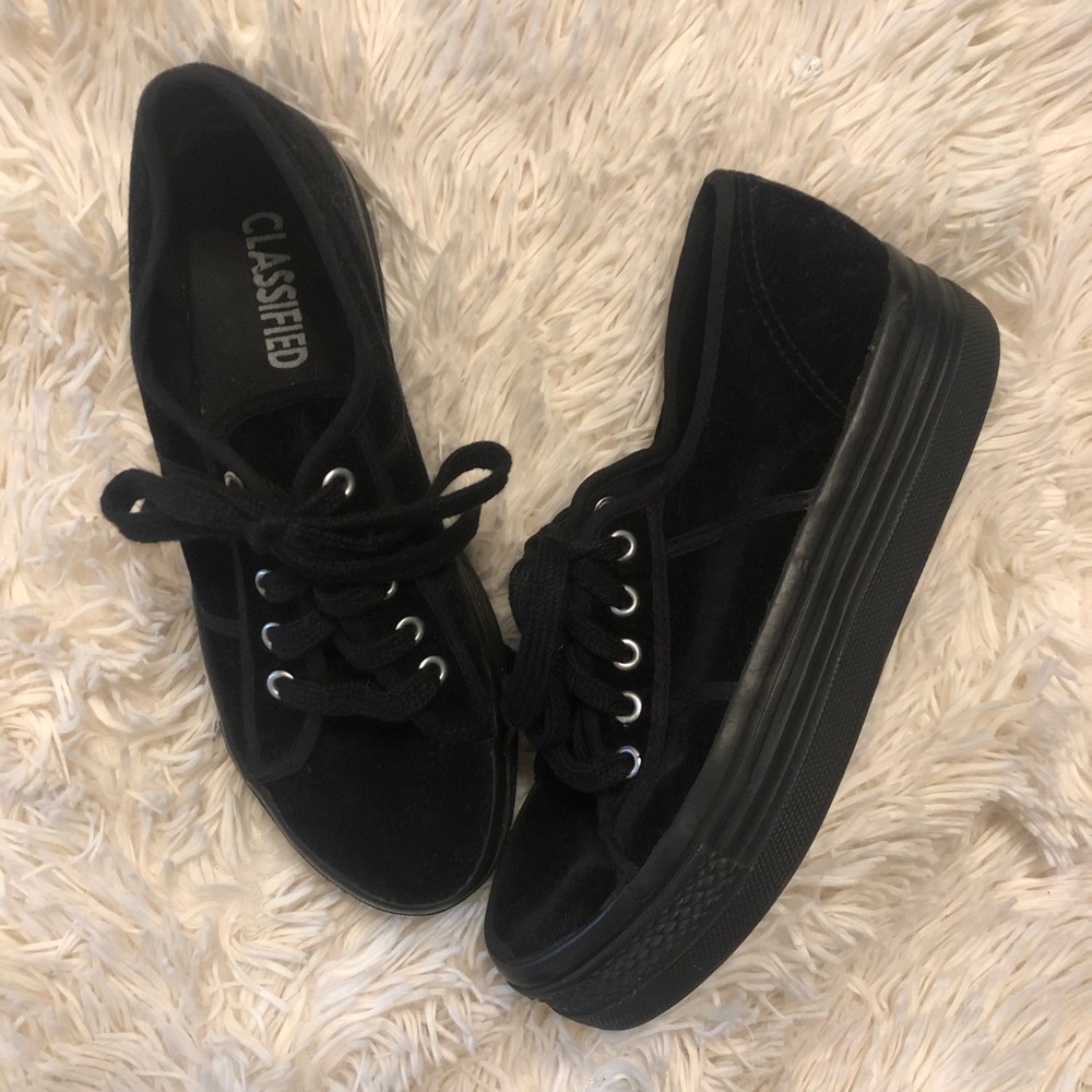 Vintage 90s Platform Velvet Sneakers